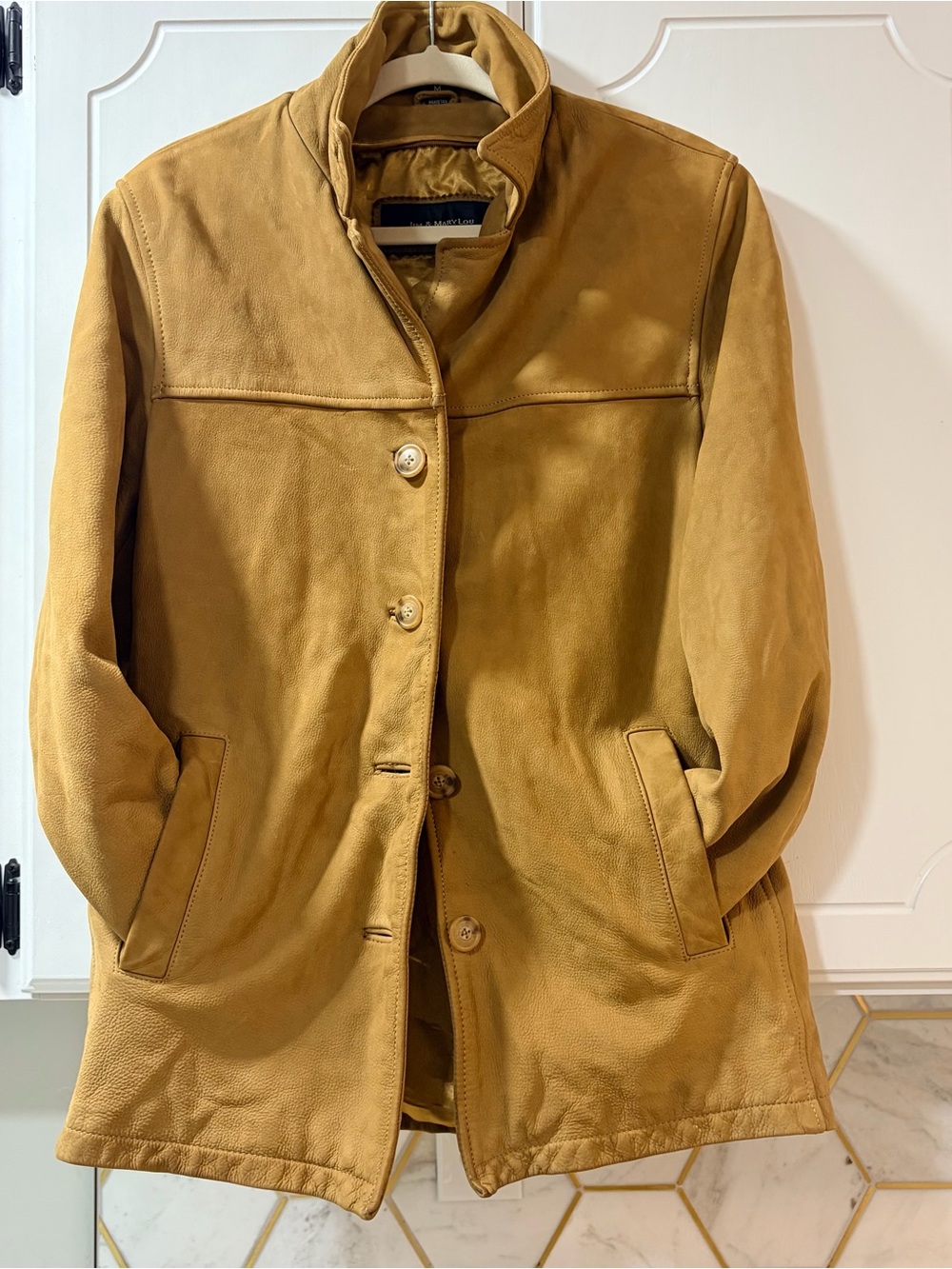 Vintage Jim&MaryLou Tan/Honey Suede Car Coat Jacket w/ Thinsulate Liner Sz W Med